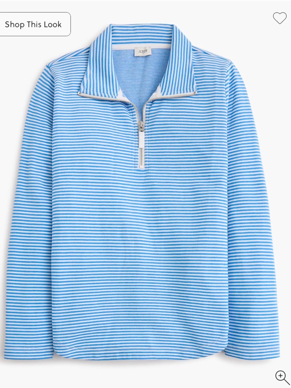 J. Crew Factory Striped terry half-zip pullover Blue and White Striped